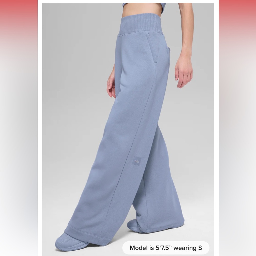 ALO Yoga Serenity Wide Leg Sweatpant Large Limited: Winter Frost NWT NEW pants - Picture 6 of 16